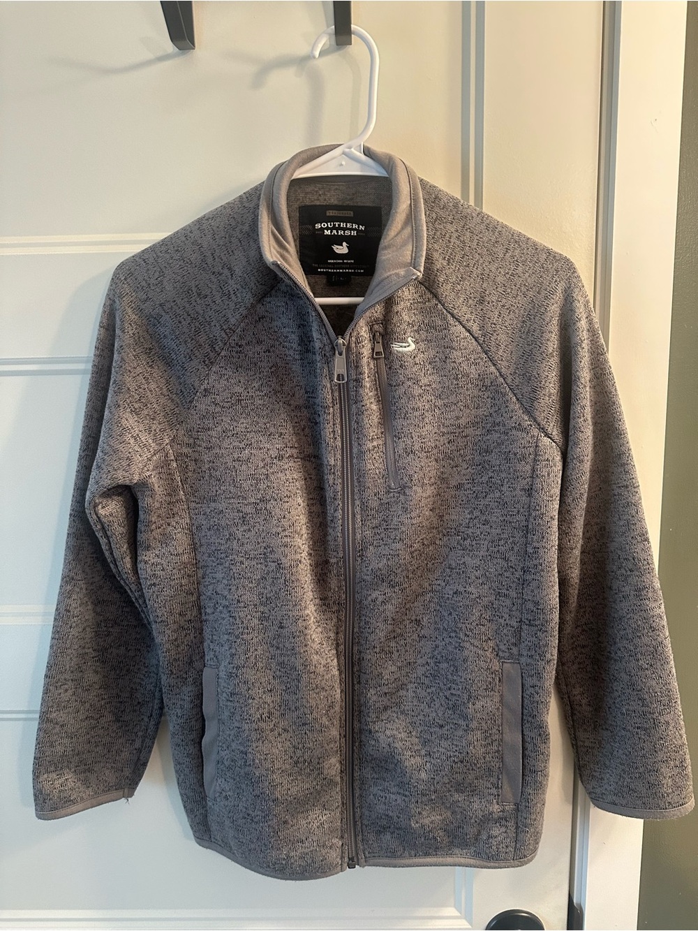 Southern Marsh youth Gray Full-Zip Heathered Sweater Jacket
